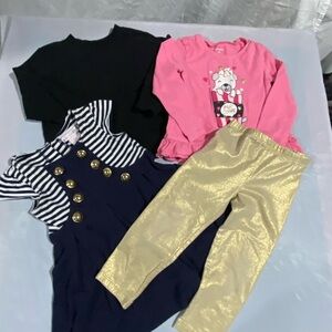 Kids Clothing Set with Pink Top and Gold Leggings